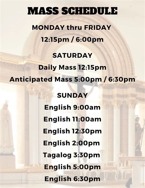 mass schedule in megamall|RCAM .